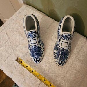 China Blue Fine Porcelain heeled shoe figurines